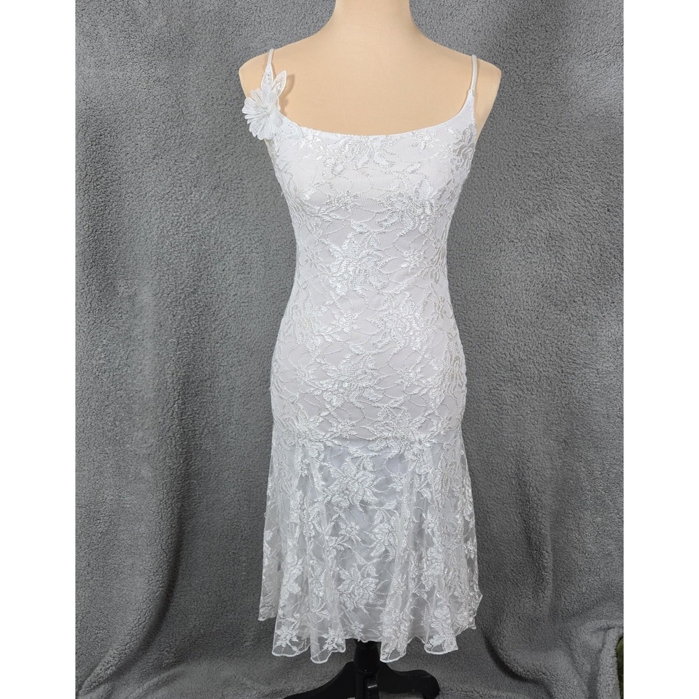 VTG Jessica McClintock Gunne Sax Lace Dress Sz 1 White Wedding Coquette Romantic